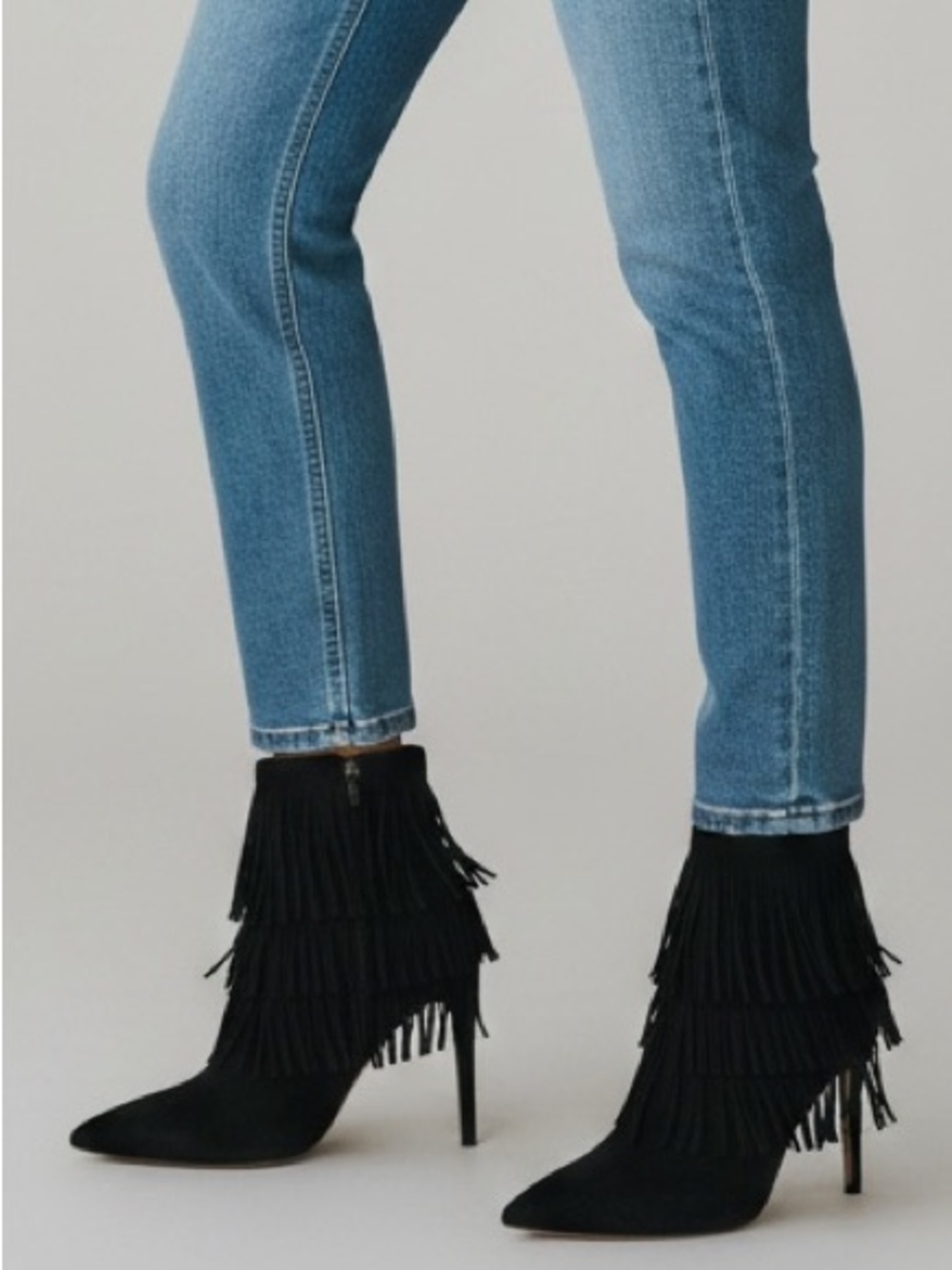 Steve Madden Black Suede Flapper Ankle Booties Size 8